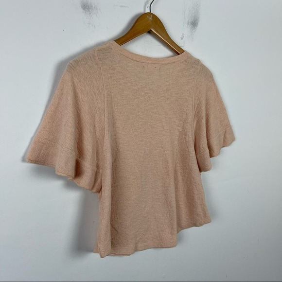 Madewell Texture & Thread Flutter Sleeve Relaxed fit Top Size XS Pink/Peach - Picture 10 of 12